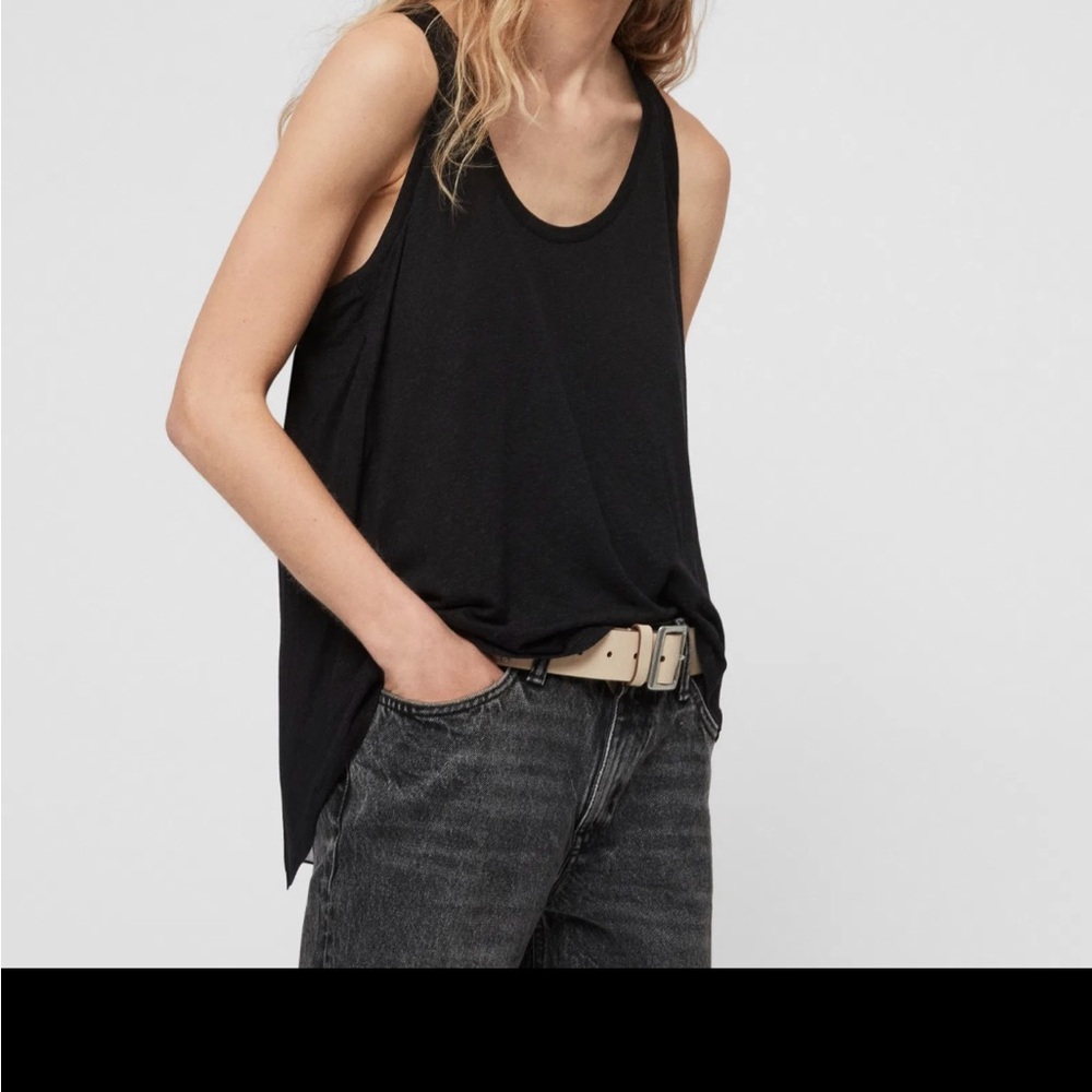 Allsaints Francas Black Sleeveless Relaxed Tank Top